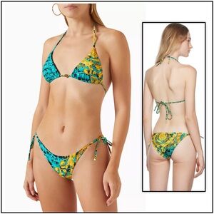 Green Baroccodile Vita Triangle Bikini Top & Tie Side Bottoms XL Set